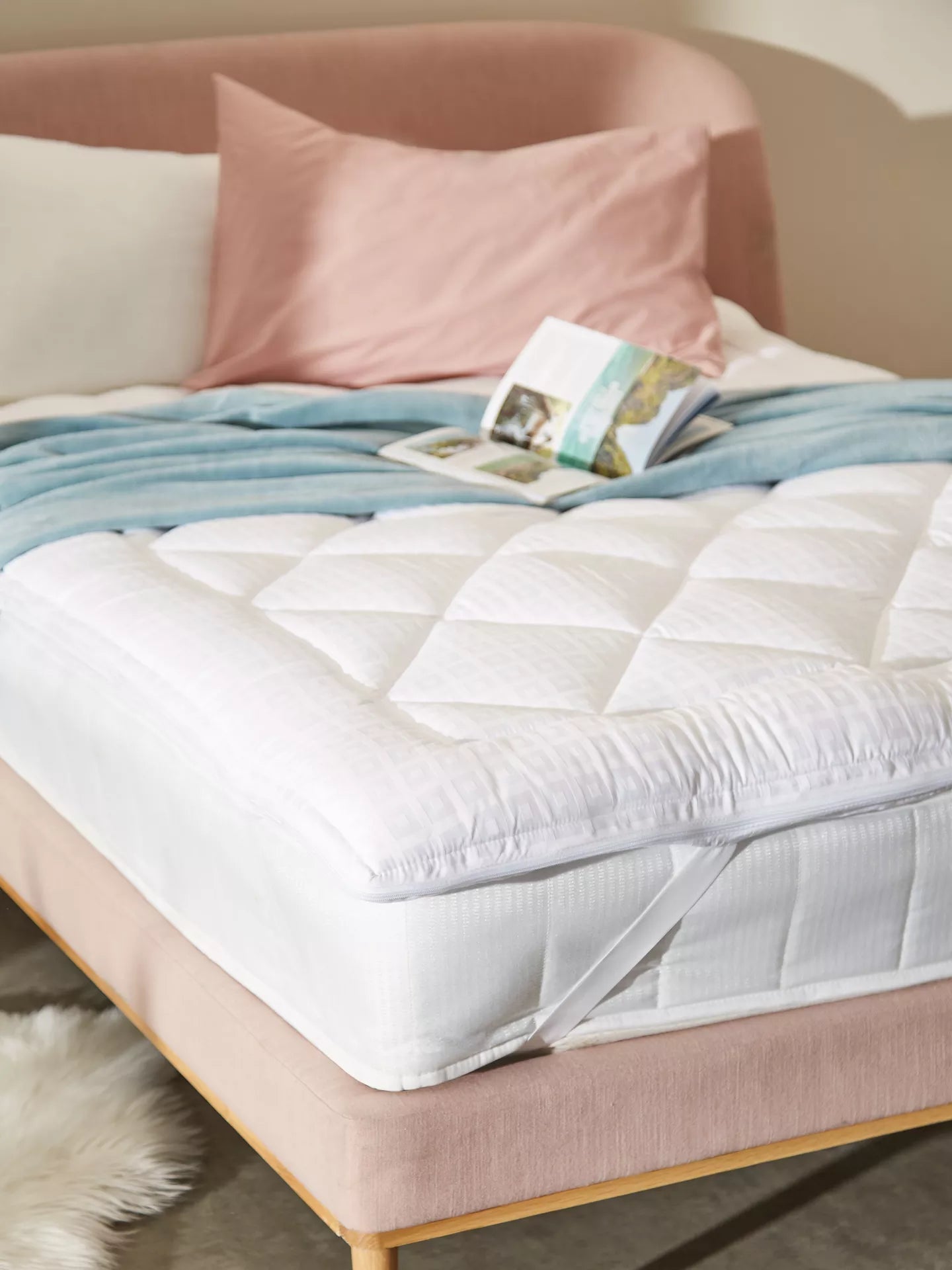 John Lewis Synthetic Soft Touch Washable Dual Layer 6cm Deep Mattress Topper, Super King