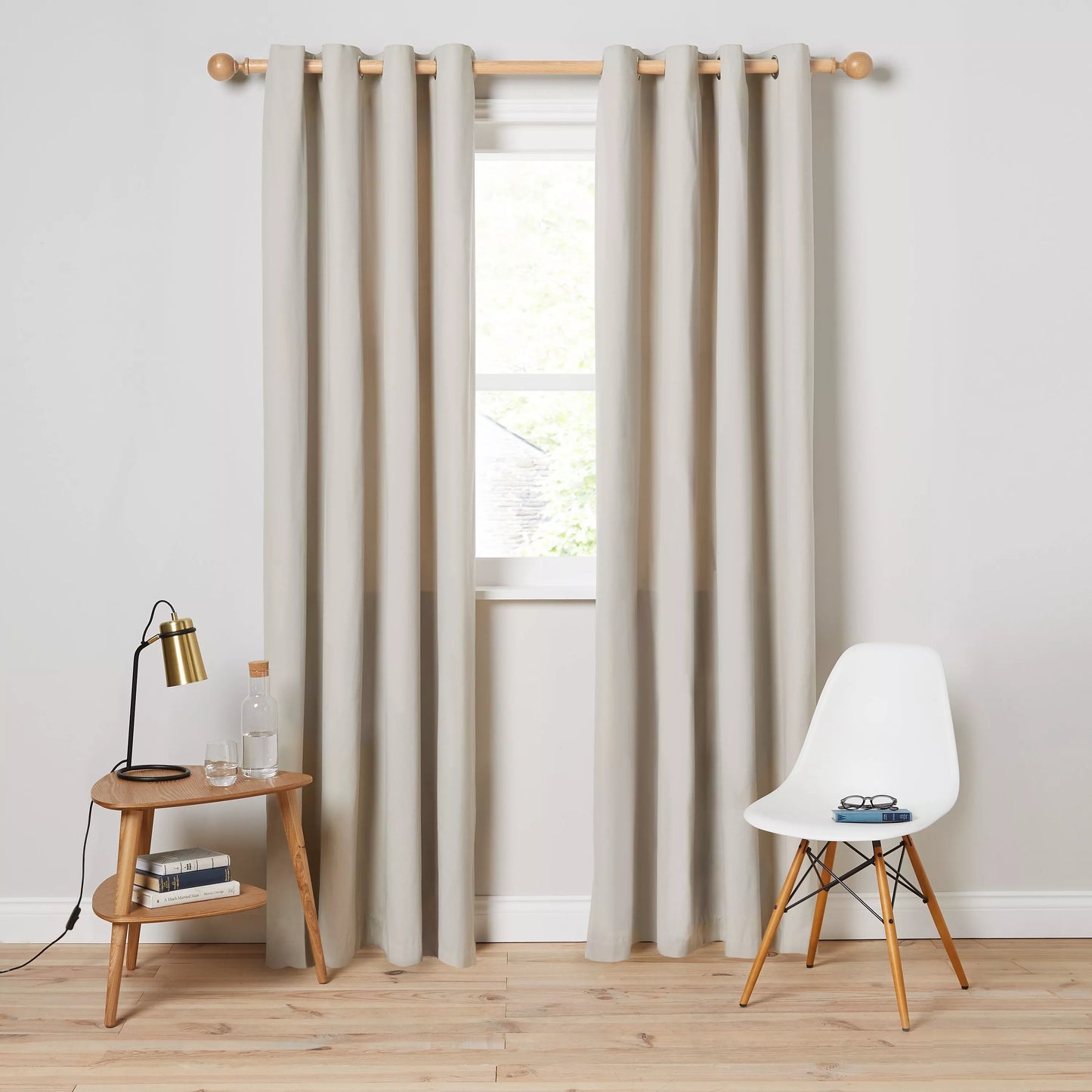 John Lewis Arlo Pair Lined Eyelet Curtains, Putty, W228 x Drop 228cm