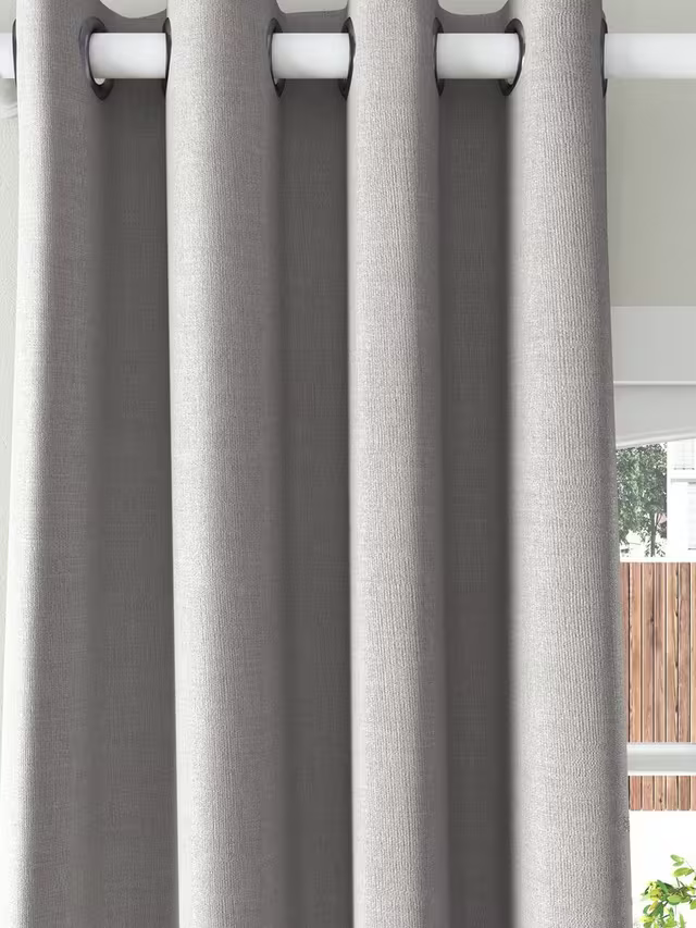 John Lewis Textured Weave Pair Blackout Lined Eyelet Curtains, Pale Grey, W228 x Drop 274cm
