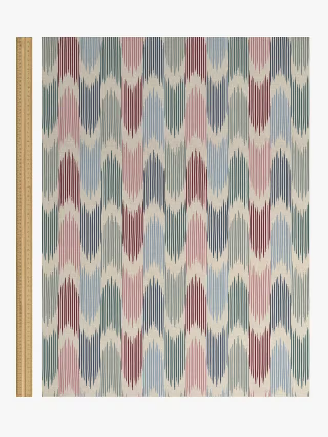 John Lewis Valle Ikat Print Pair Lined Eyelet Curtains, Deep Red, W228 x Drop 182cm