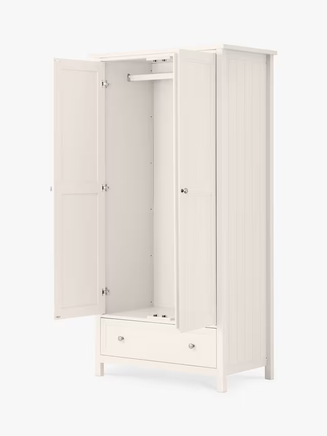 Julian Bowen Maine Double Wardrobe with 1 Drawer, White Cream