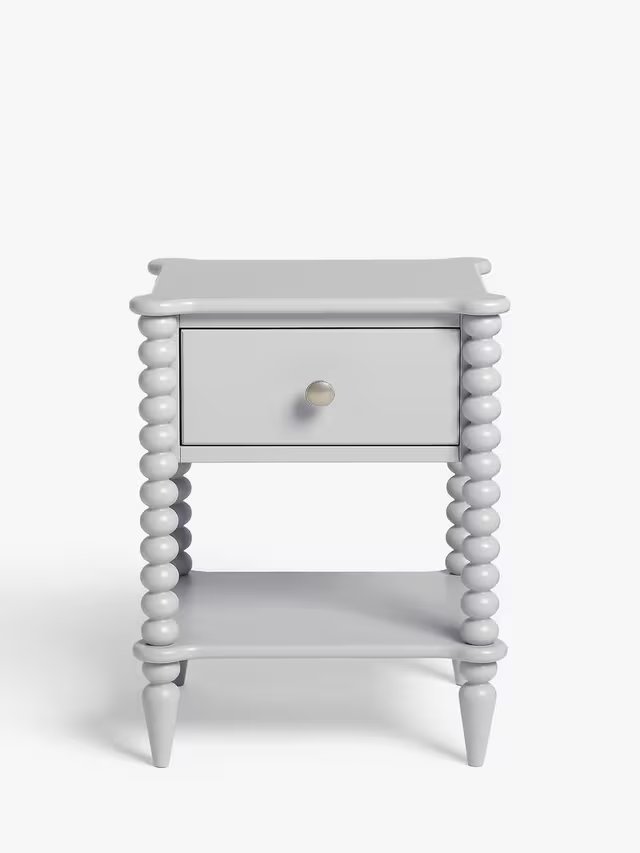 John Lewis Bobbin Grey 1 Drawer Bedside Table Nightstand