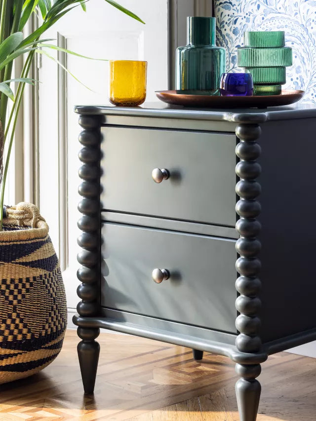 John Lewis Bobbin 2 Drawer Bedside Table Green