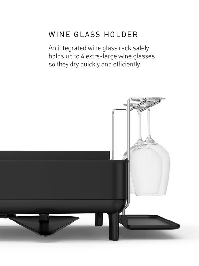 Simplehuman Steel Frame Dish Rack, Matte Black Steel