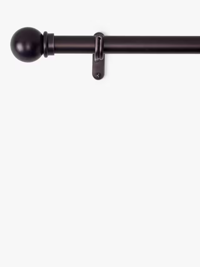 John Lewis Select Classic Eyelet Curtain Pole with Ball Finial, Wall Fix, Dia.25mm, Waxed Matt, L150cm