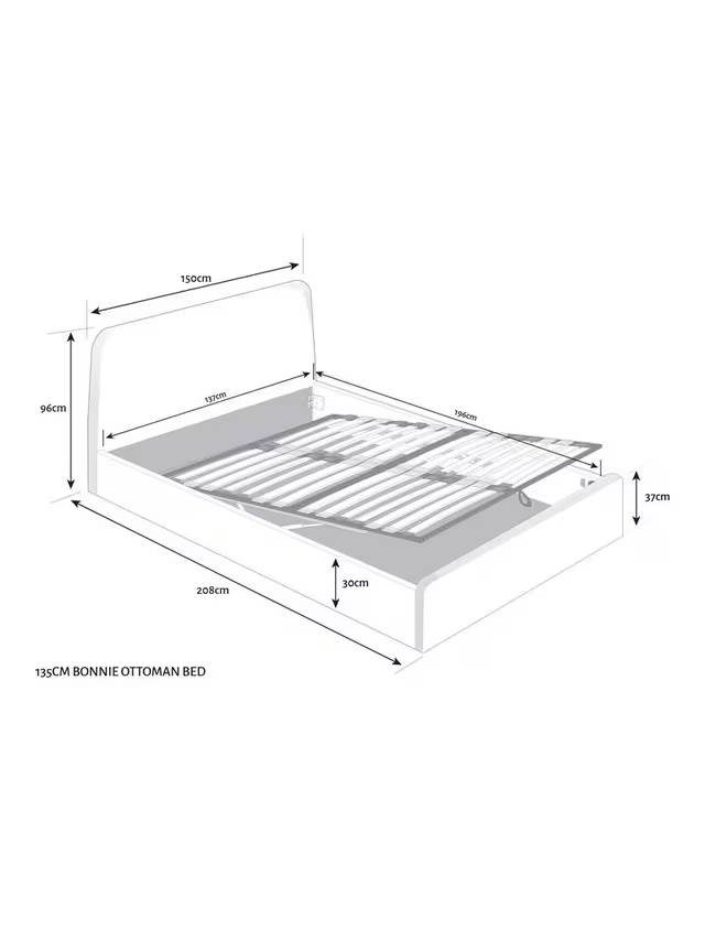 John Lewis Bonnie Ottoman Storage Upholstered Bed Frame, Double, Brushed Tweed Charcoal