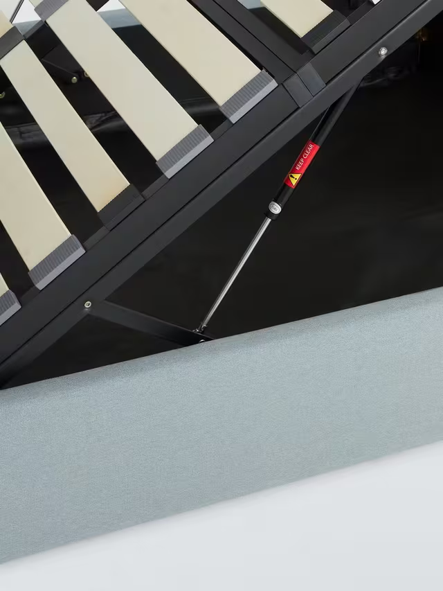 John Lewis Bonnie Ottoman Storage Upholstered Bed Frame, Double, Textured Weave Blue