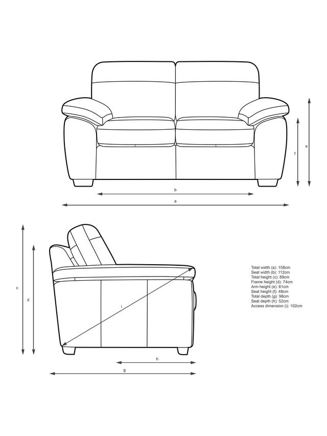 John Lewis Camden Small 2 Seater Leather Sofa, Light Leg, Premium Caramel