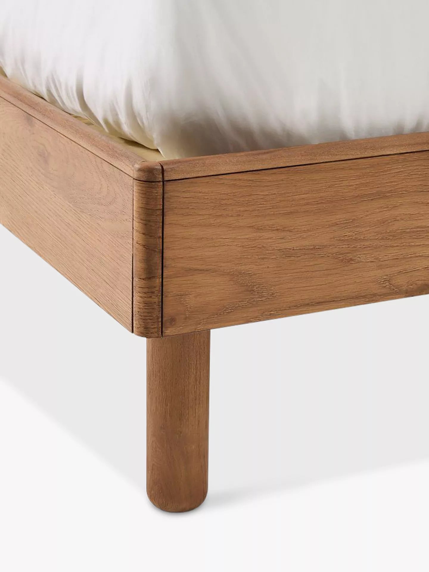 West Elm Miles Wood & Upholstered Bed Frame, King Size, Twill Sand/Toasted Oak