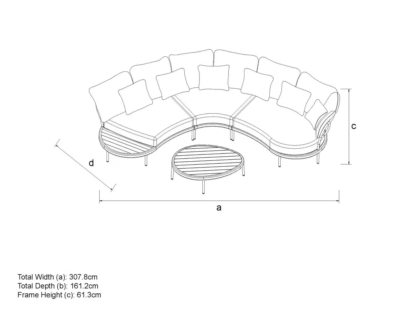 John Lewis Lozenge 5-Seater Modular Curved Garden Sofa & Coffee Table Set, Cream