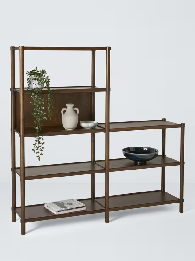 John Lewis Bellevue Oak Tall Shelving Unit, Smoked Oil