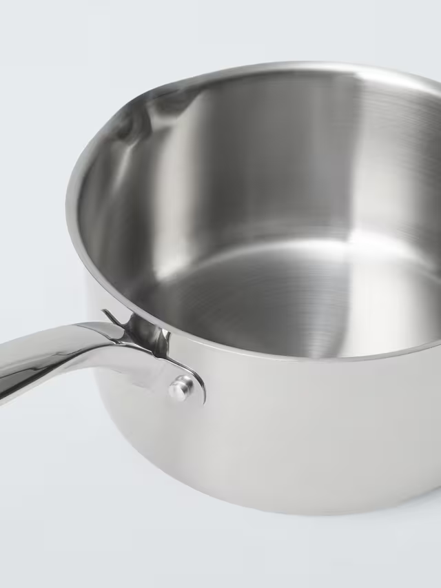 John Lewis 'The Pan' Stainless Steel Uncoated Saucepan Only Set, 3 Piece (No Lids Included)