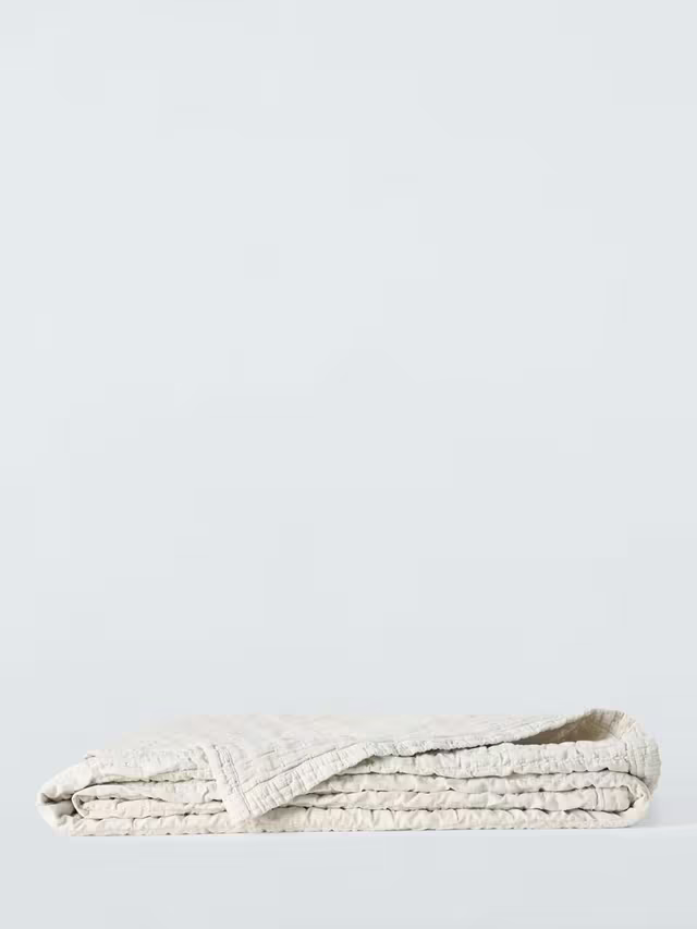 John Lewis Ruched Bedspread, Greige