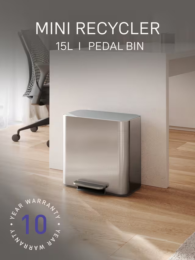 Simplehuman Mini Recycler Pedal Bin, 15L, White