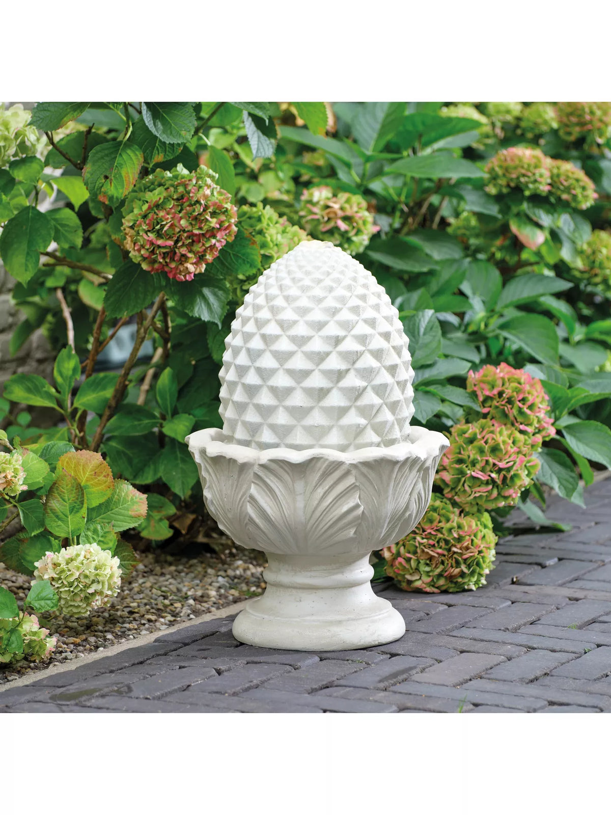 Kaemingk Artichoke Stone Effect LED Water Feature, White Natural