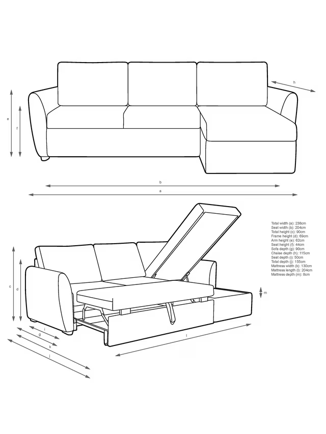 John Lewis Sansa Splayed Arm Sofa Bed with Storage Aquaclean Matilda Steel