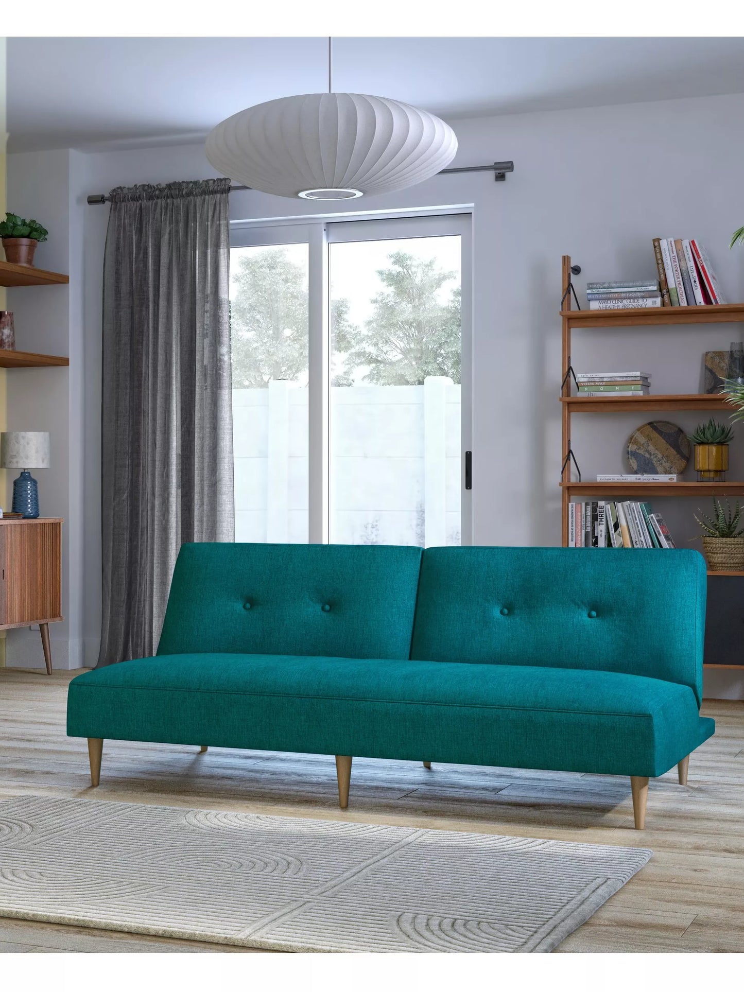 John Lewis Clapton Fixed Back Small Sofa Bed, Light Leg, Fraser Teal