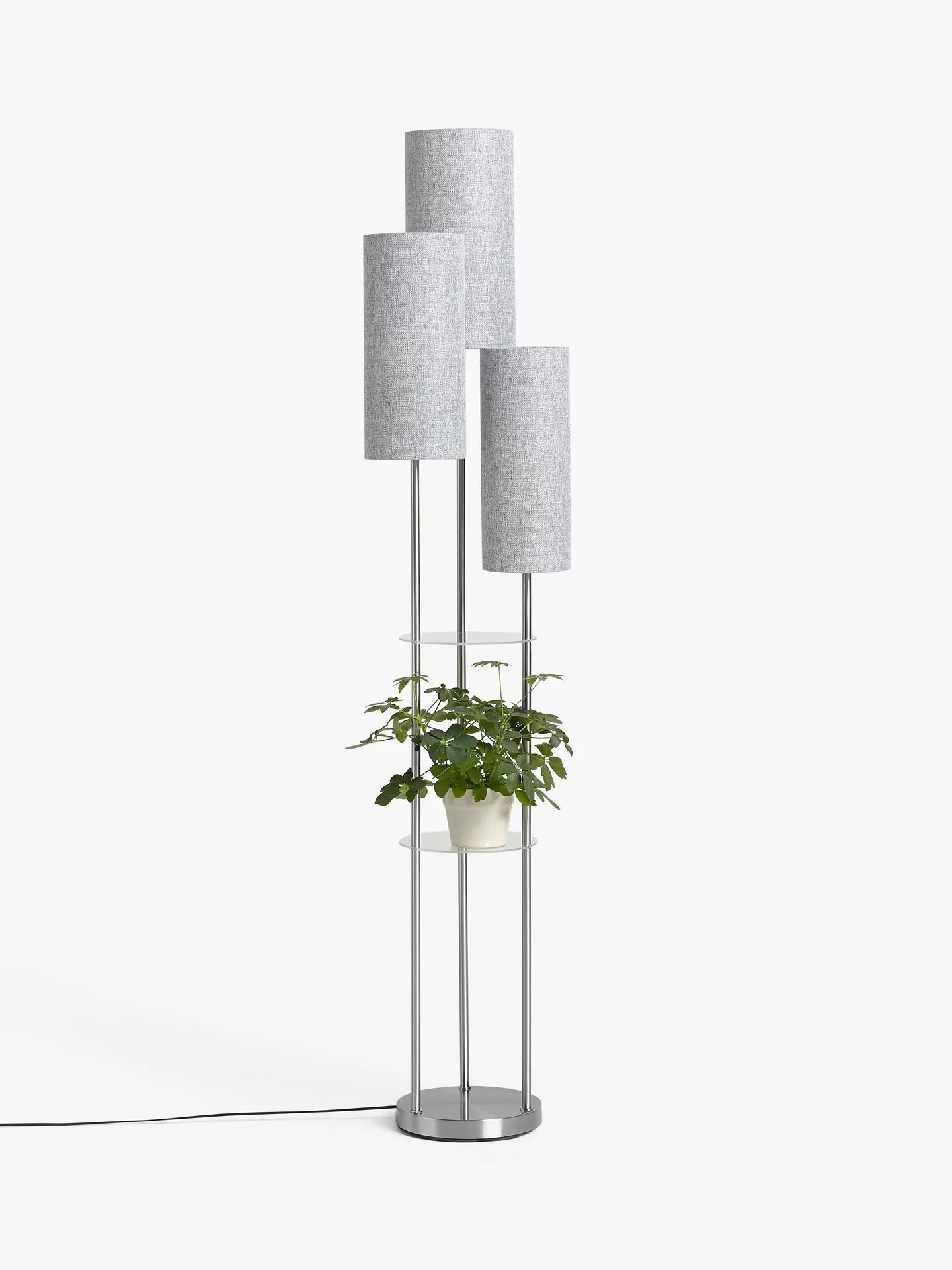 John Lewis Cluster Trio Shelf Floor Lamp, Brushed Steel