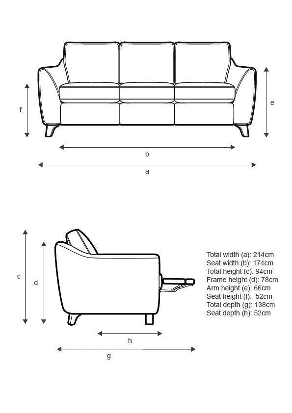 G Plan Vintage The Sixty Eight LHF Large 3 Seater Sofa with Footrest Mechanism, Plush Slate