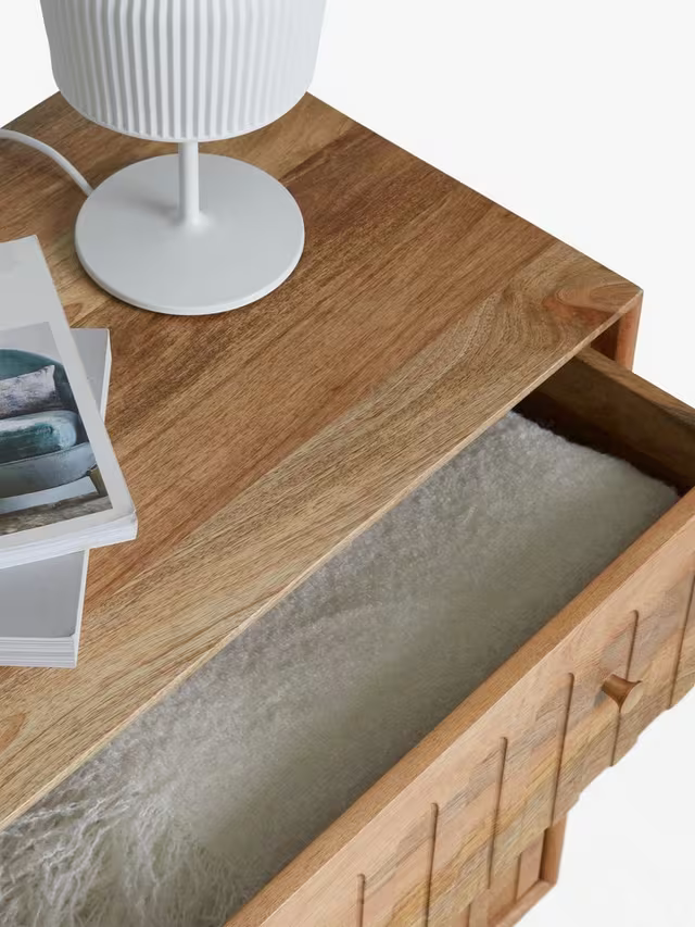 John Lewis Groove Mango Wood 3 Drawer Chest, Natural