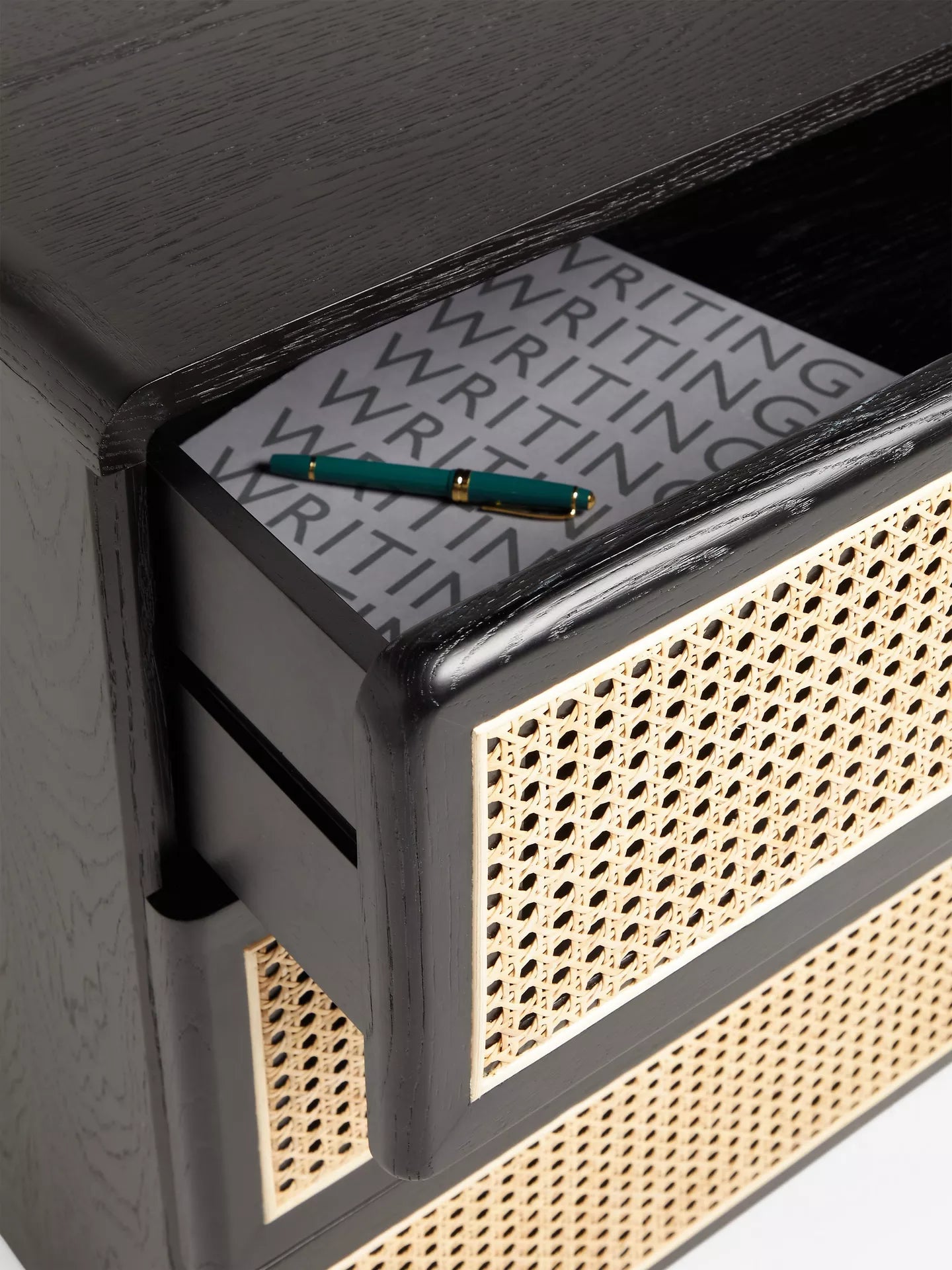 John Lewis Rattan 3 Drawer Chest, Black