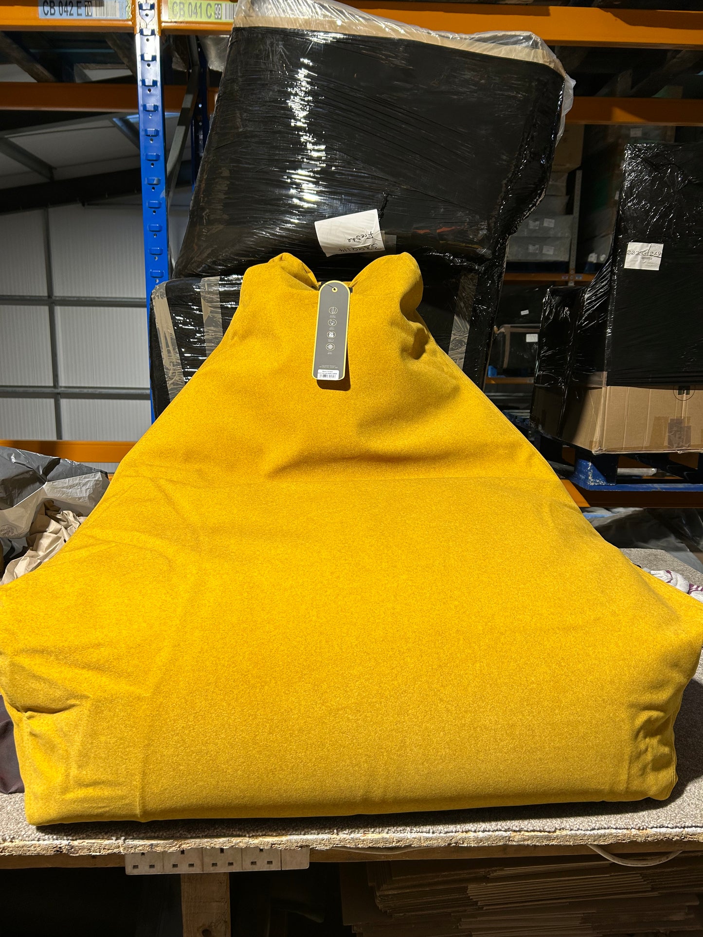 Extreme Lounging Mighty Brushed Suede Bean Bag, Mustard