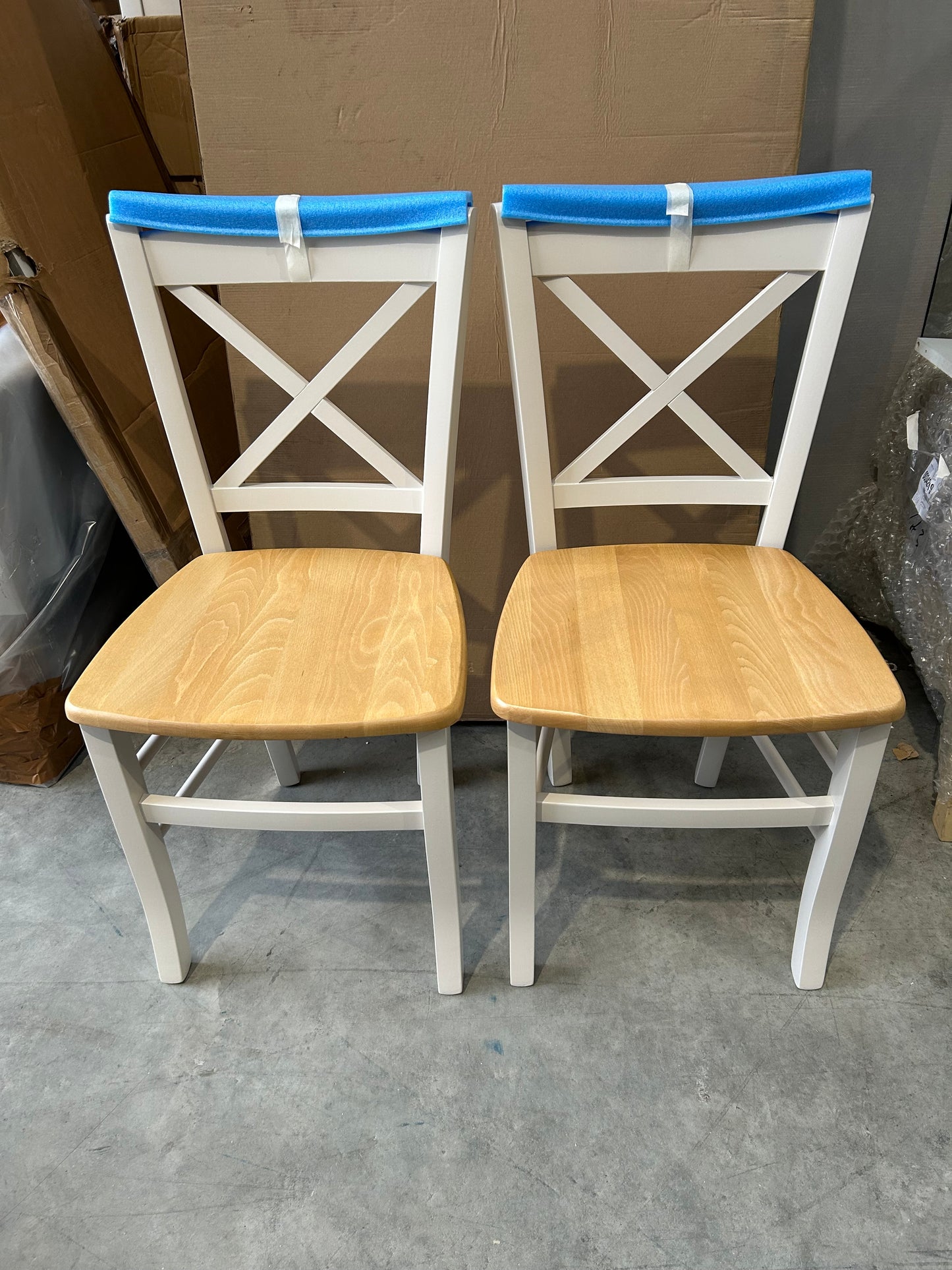 John Lewis Clayton Beech Wood Dining Chairs, Set of 2, Cream