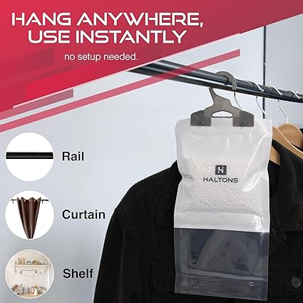 Wardrobe Dehumidifier 10 Pack Haltons Hanging Moisture Absorber Prevents Damp