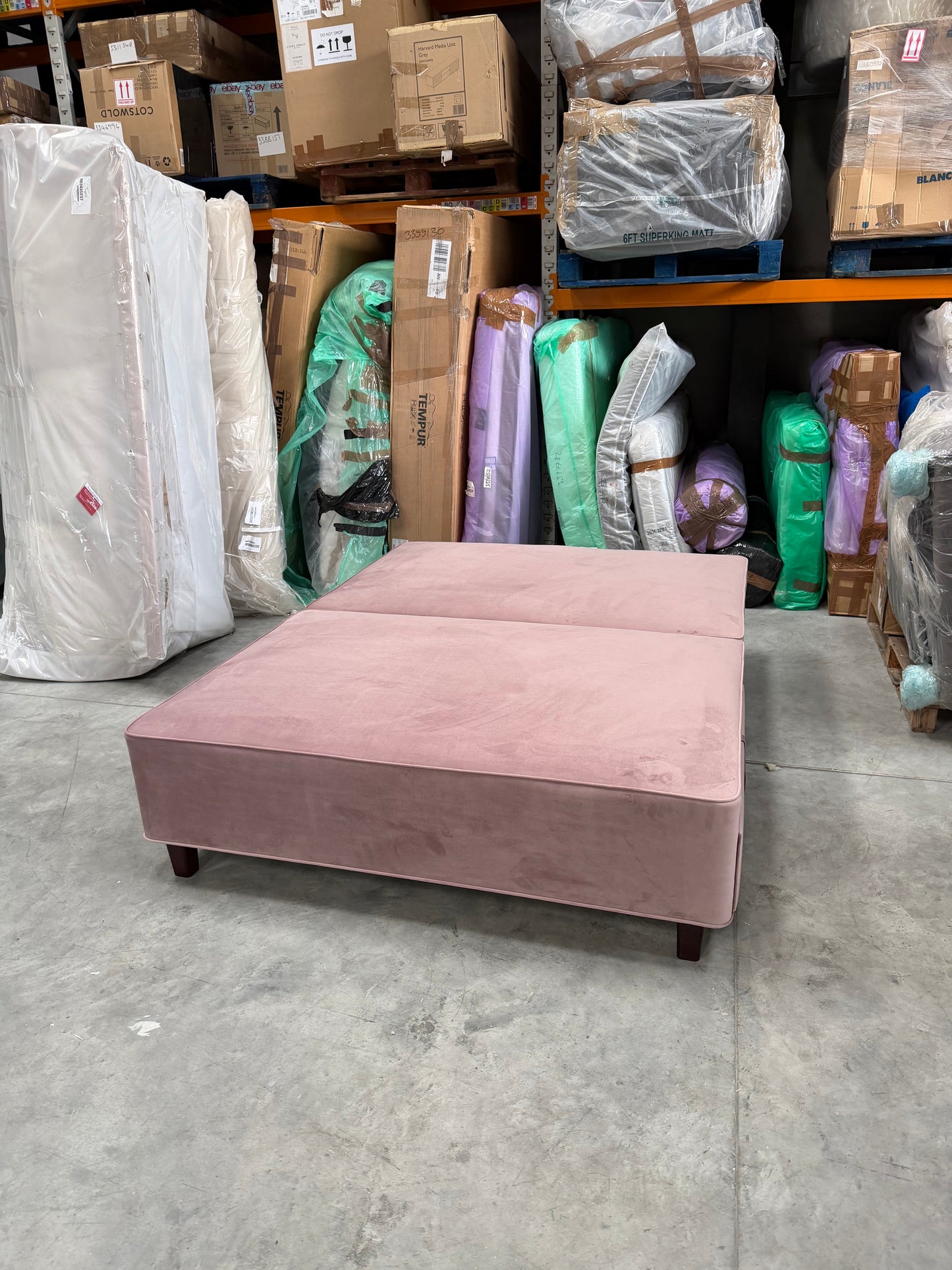 Vispring Signature Divan Plush Velvet Coral Pink Two Drawers