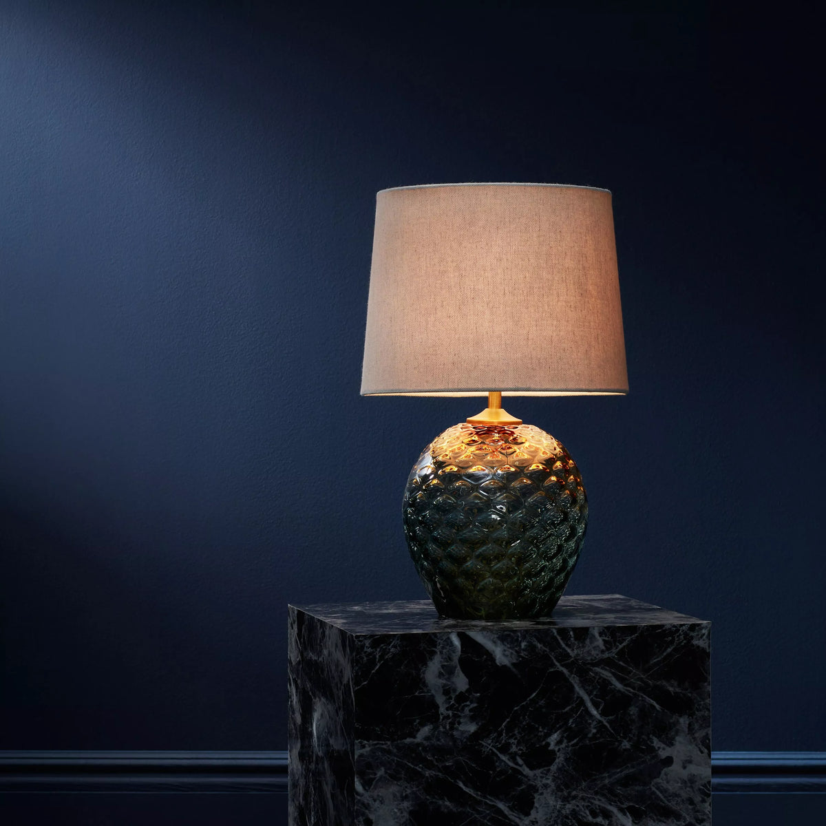 John Lewis Abigail Dimple Ombre Table Lamp, Green