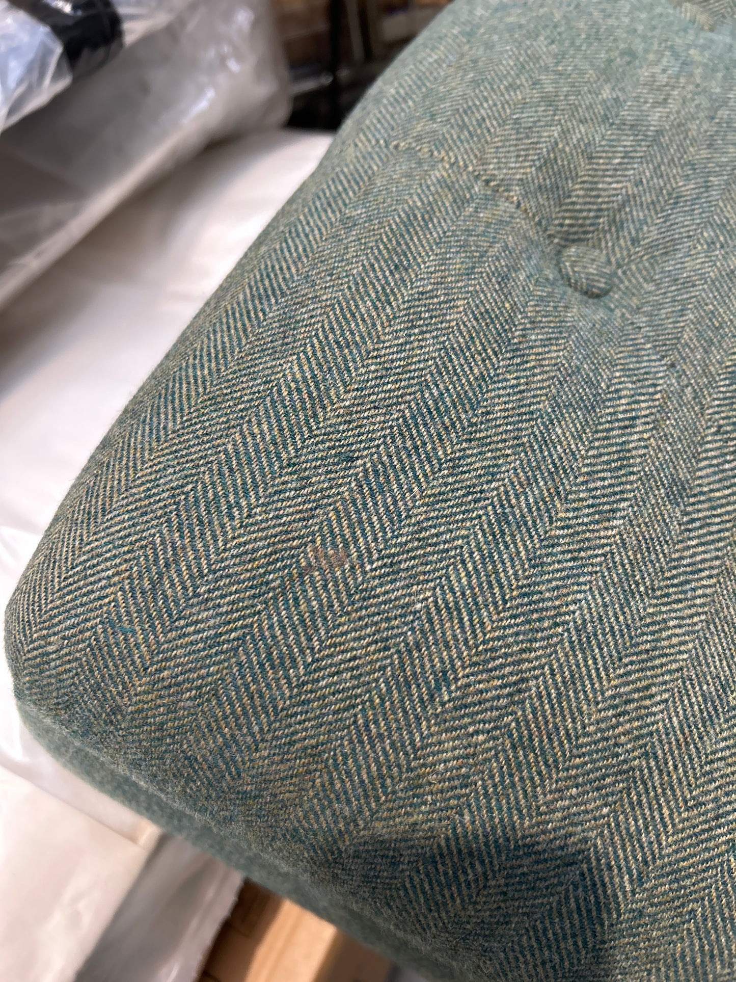 John Lewis Chester Footstool Brushed Tweed Green