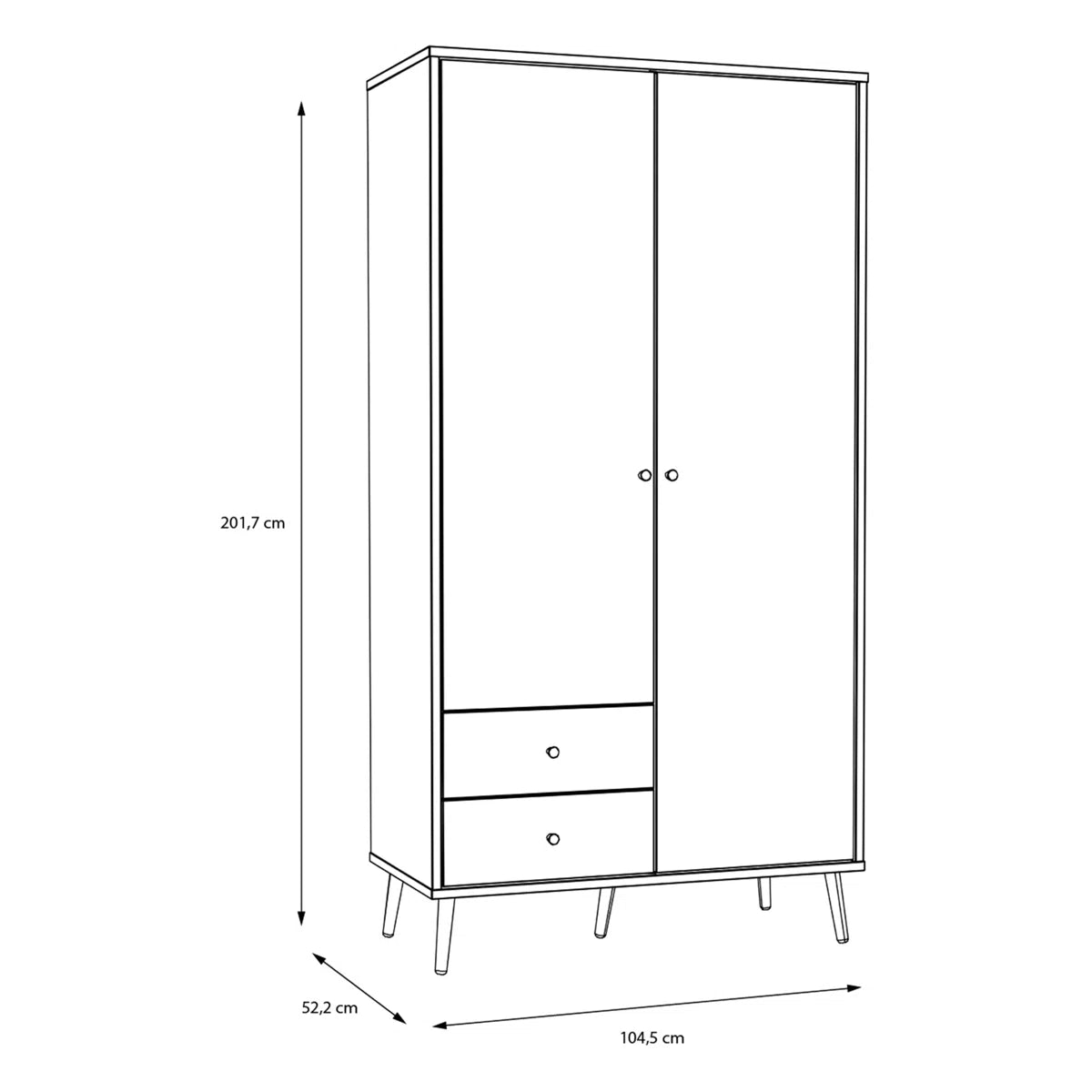 Easyklix Harllson 2 door wardrobe, Sage Green/Oak