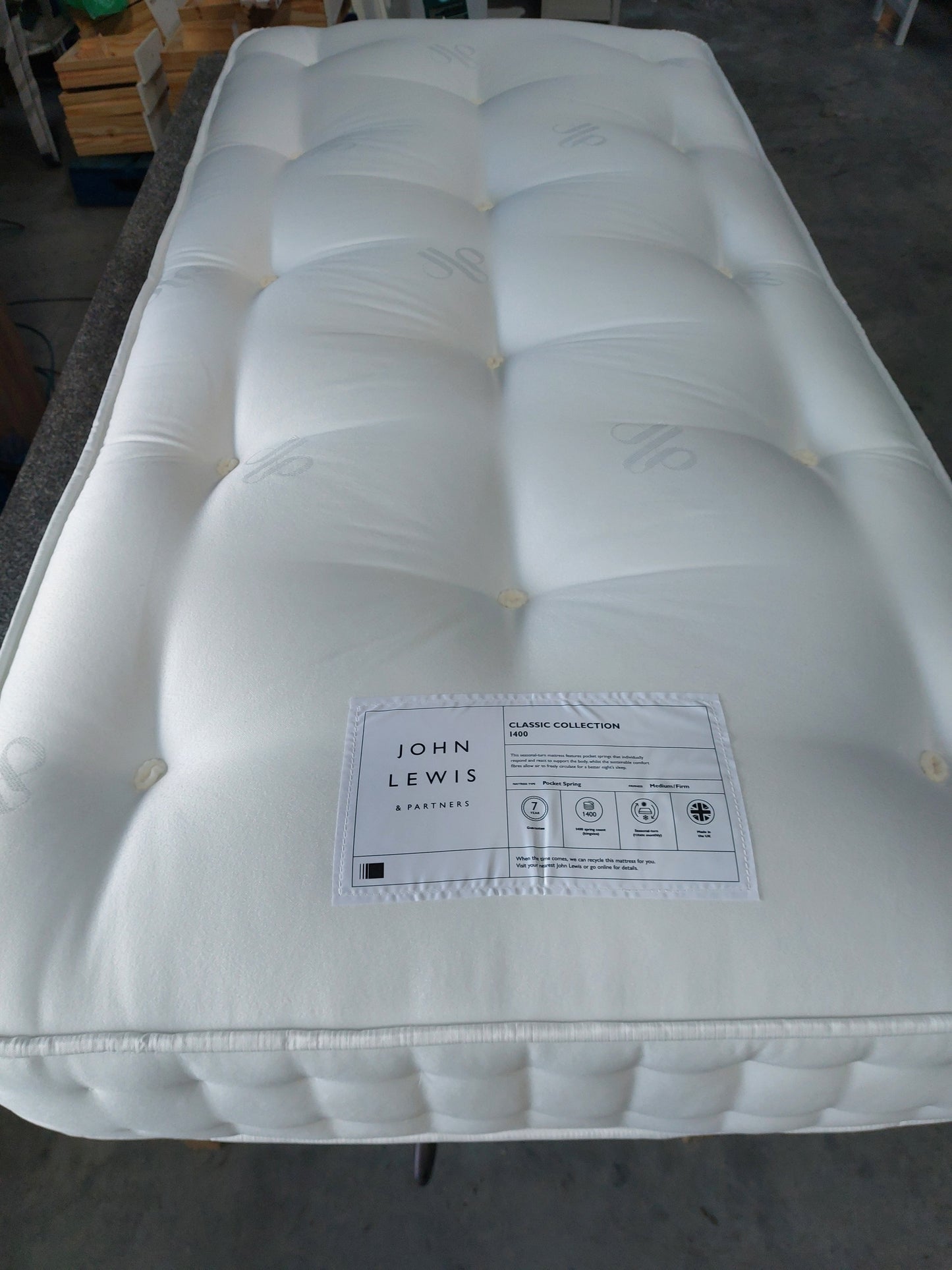 John Lewis Classic Collection 1400 Pocket Spring Mattress, Medium/Firm Tension, Single