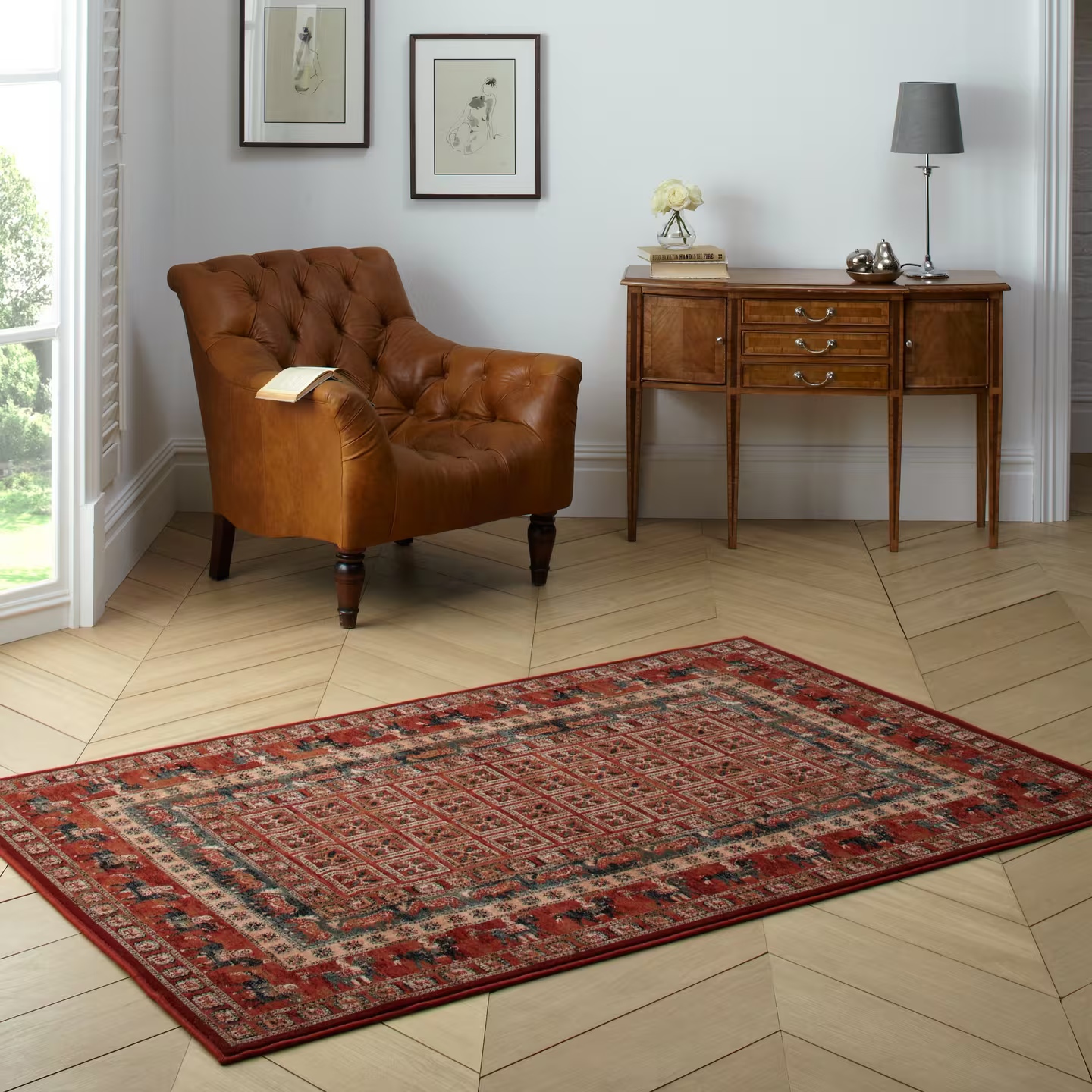 John Lewis Royal Heritage Pazyrk Rugs, Red, L200 x W135cm