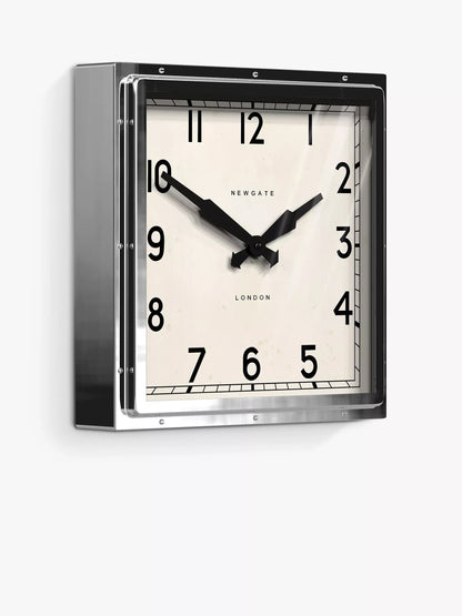 Newgate Clocks Quad Square Metal Wall Clock, 40cm, Silver