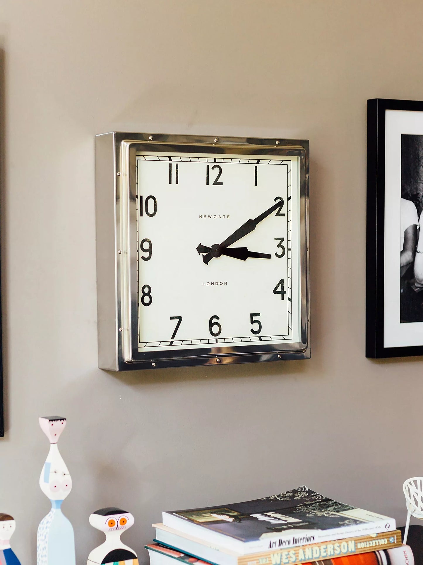 Newgate Clocks Quad Square Metal Wall Clock, 40cm, Silver