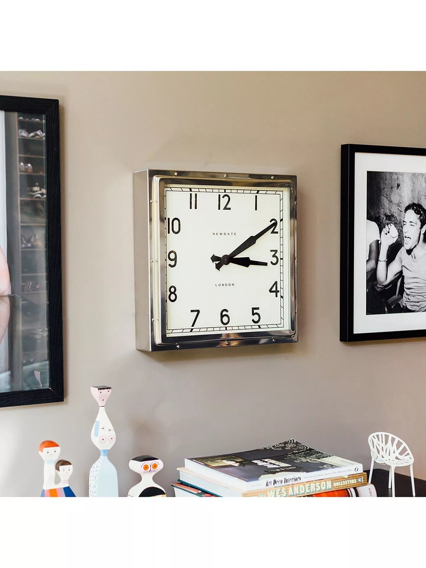 Newgate Clocks Quad Square Metal Wall Clock, 40cm, Silver