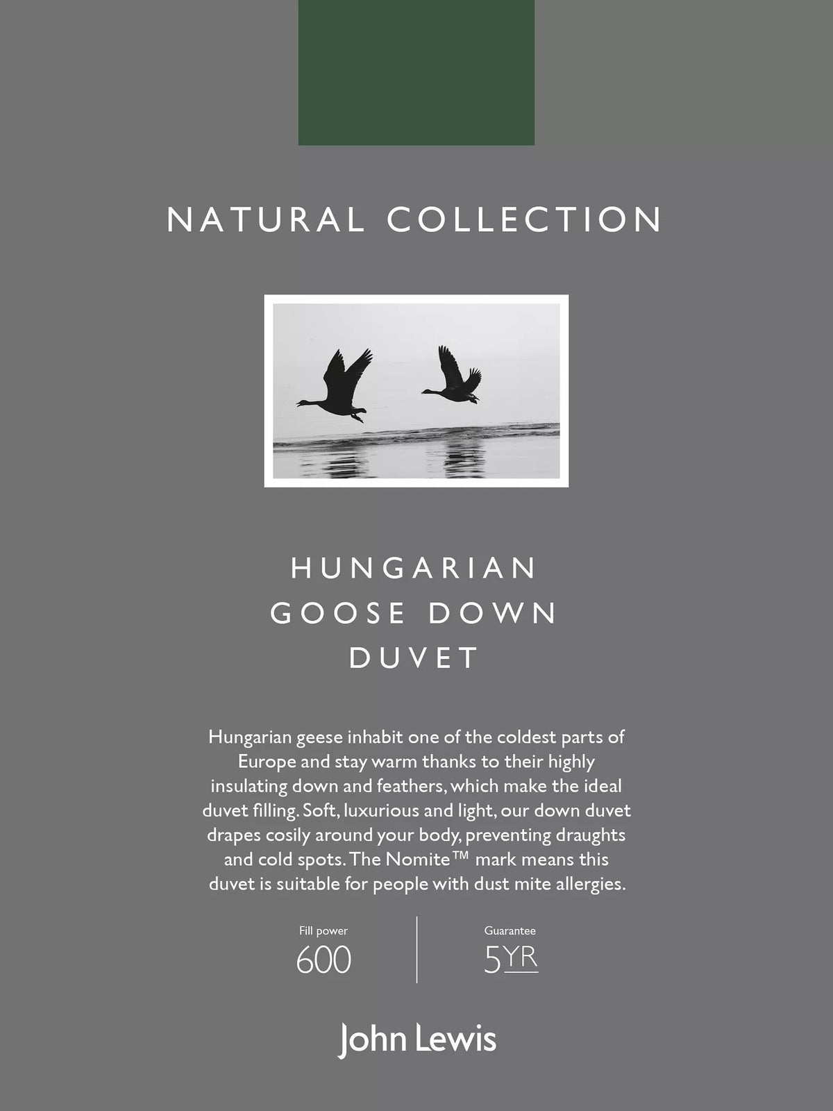 John Lewis Natural Collection Hungarian Goose Down Duvet Double 4.5 Tog