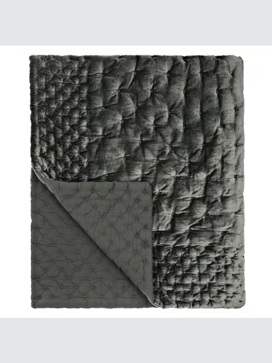 John Lewis Boutique Hotel Velvet Stitch Quilted Bedspread Steel