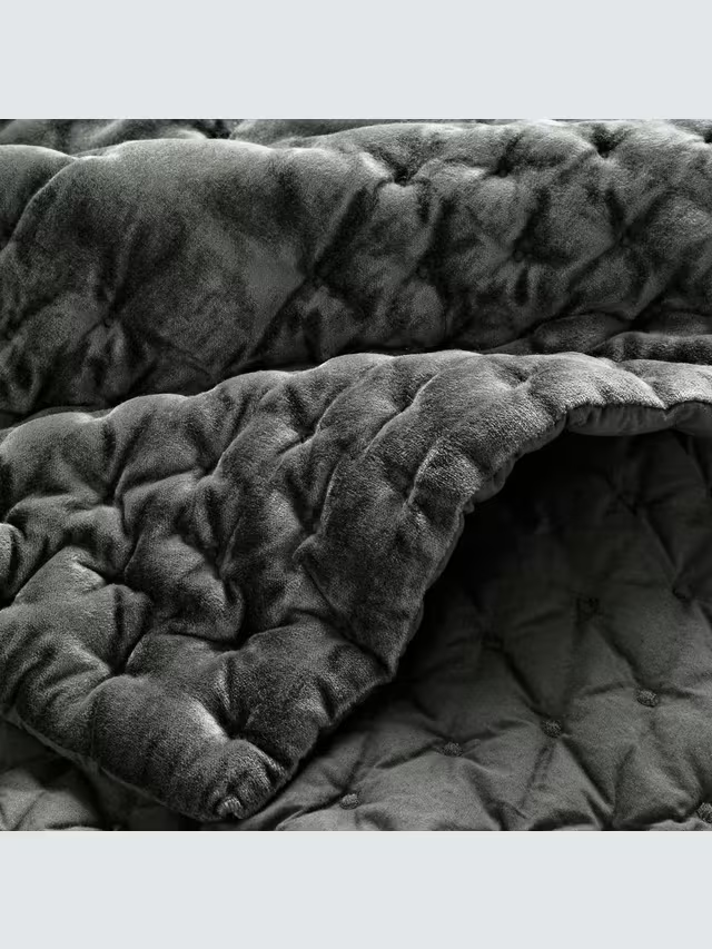 John Lewis Boutique Hotel Velvet Stitch Quilted Bedspread Steel