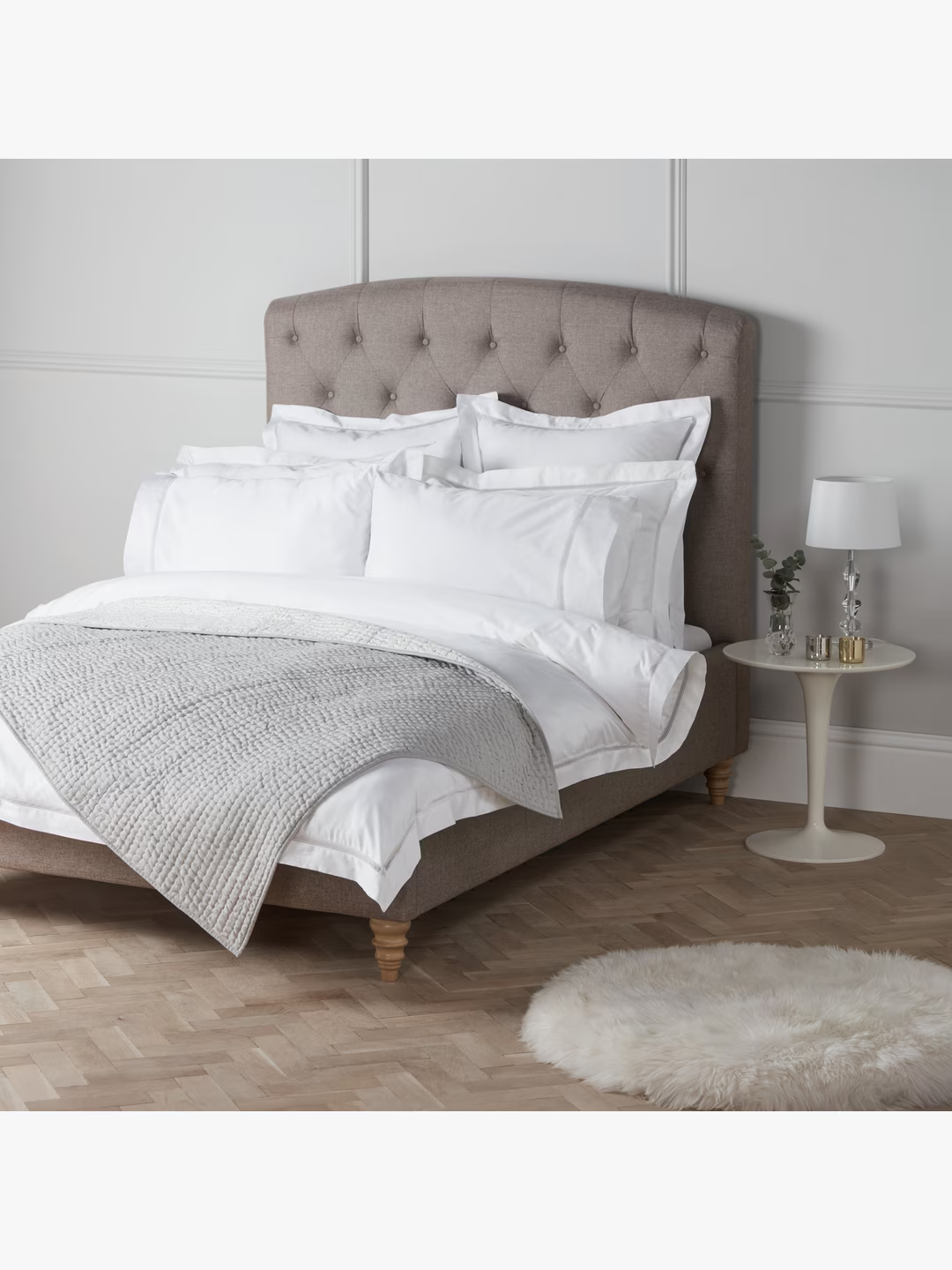 John Lewis Garda Egyptian Cotton Sateen Bedding, 400 Thread Count, White, Super King Duvet Cover