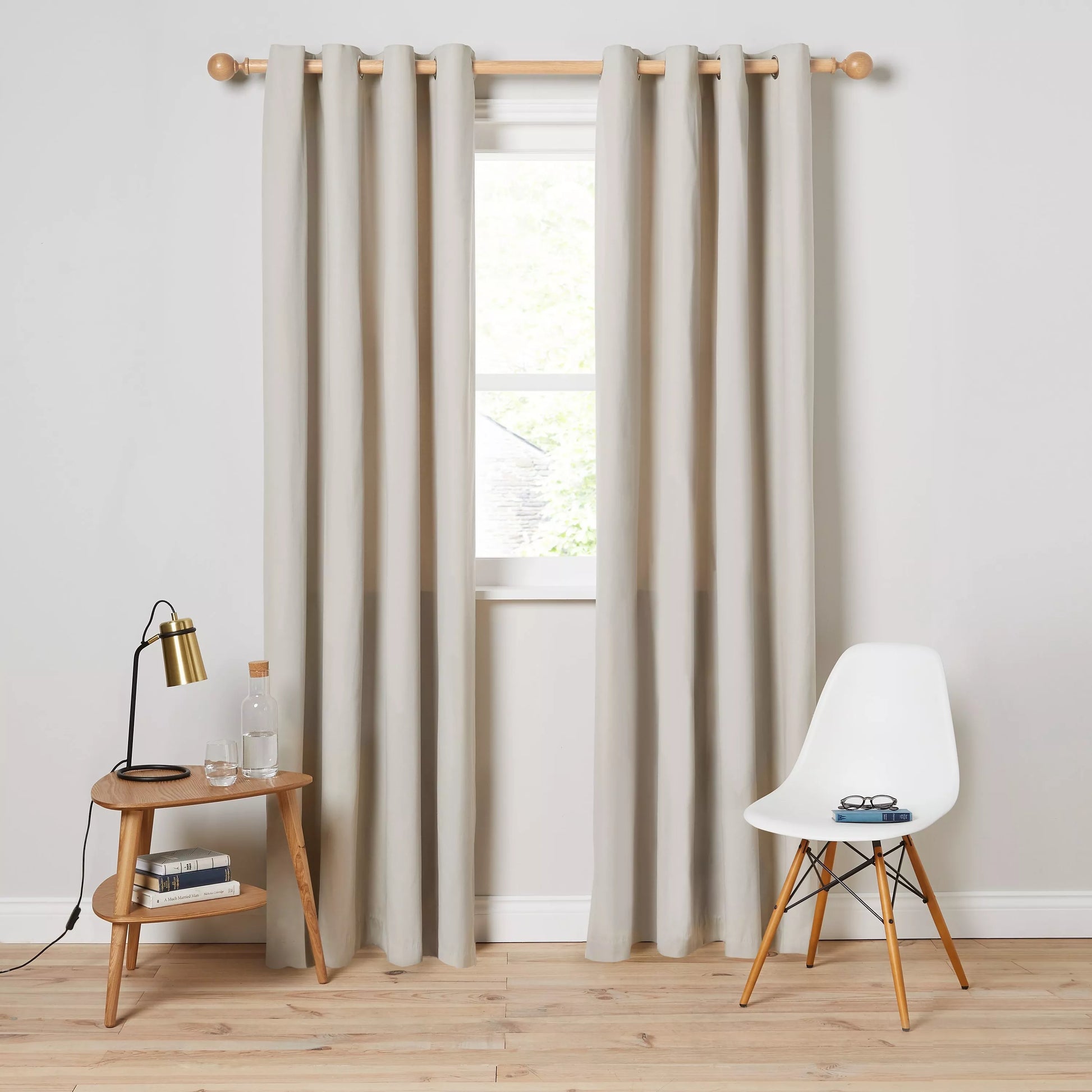 John Lewis Arlo Pair Lined Eyelet Curtains, Putty, W228 x Drop 228cm