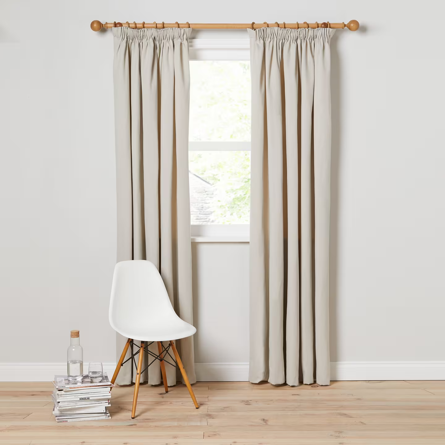 John Lewis Arlo Pair Lined Pencil Pleat Curtains, Putty, W228 x Drop 228cm