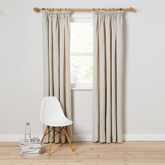 John Lewis Arlo Pair Lined Pencil Pleat Curtains, Putty, W228 x Drop 228cm