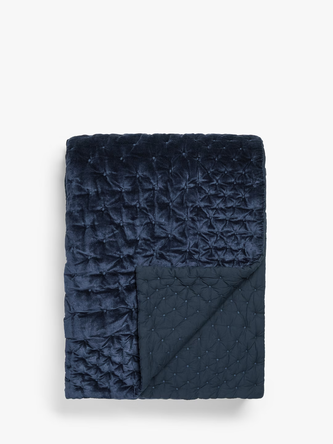 John Lewis Velvet Stitch Quilt, Navy, L260 x W250cm