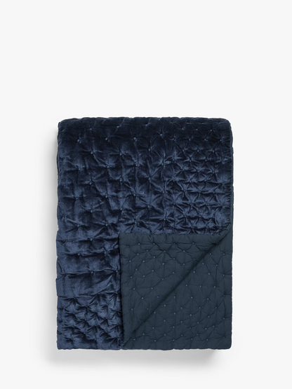 John Lewis Velvet Stitch Quilt, Navy, L260 x W250cm