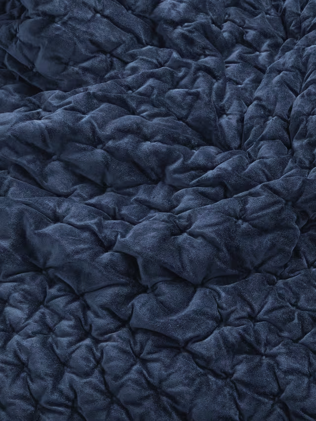 John Lewis Velvet Stitch Quilt, Navy, L260 x W250cm