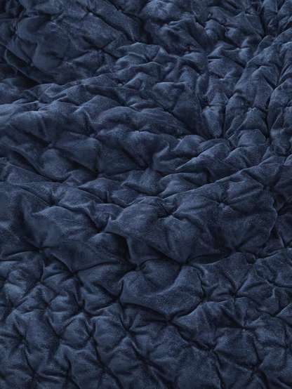 John Lewis Velvet Stitch Quilt, Navy, L260 x W250cm