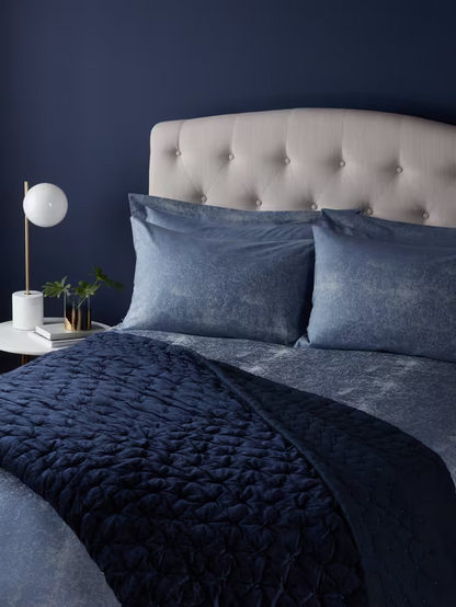 John Lewis Velvet Stitch Quilt, Navy, L260 x W250cm