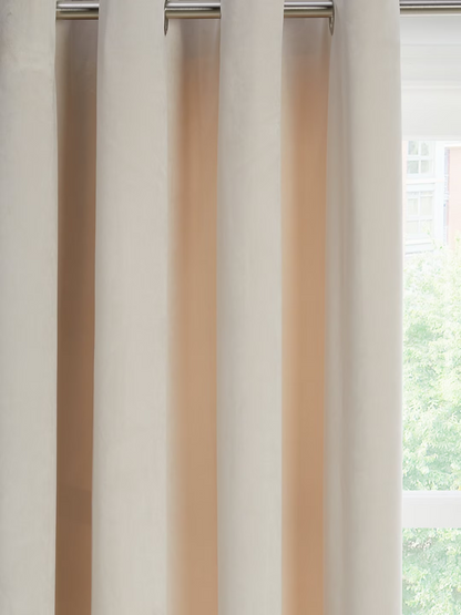 John Lewis Velvet Pair Lined Eyelet Curtains, Champagne, W228 x Drop 274cm
